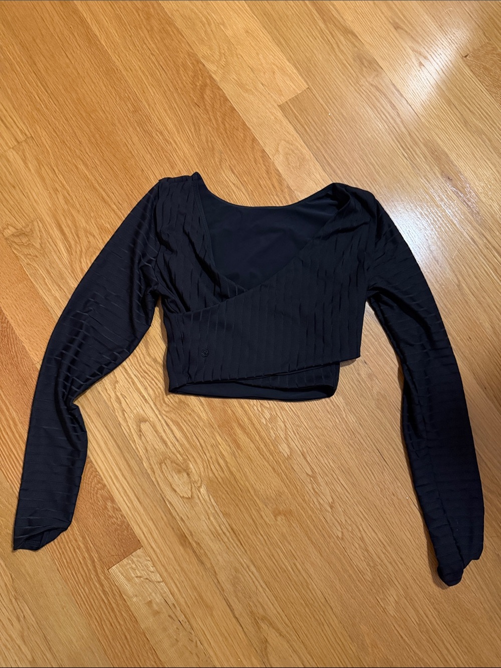 Lululemon Black Long Sleeve Wrap-Style Crop Top - Women